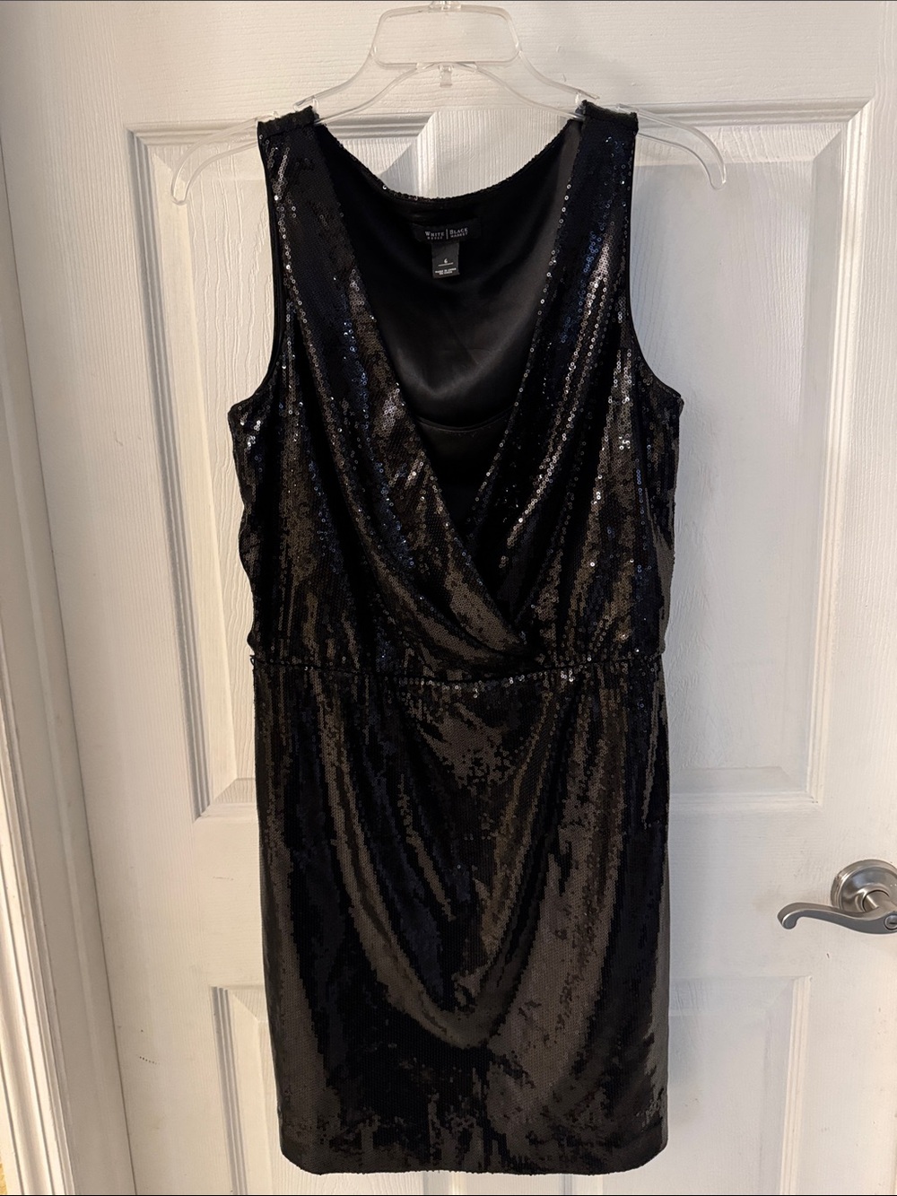 White House Black Market Black Sequin Sleeveless Cocktail Dress